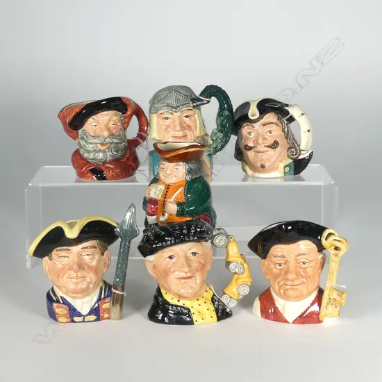 6 DOULTON SMALL CHARACTER JUGS & 'HONEST MEASURE' TOBY JUG