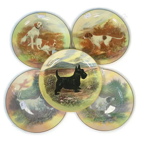 5 DOULTON CABINET PLATES: DOGS D.265mm