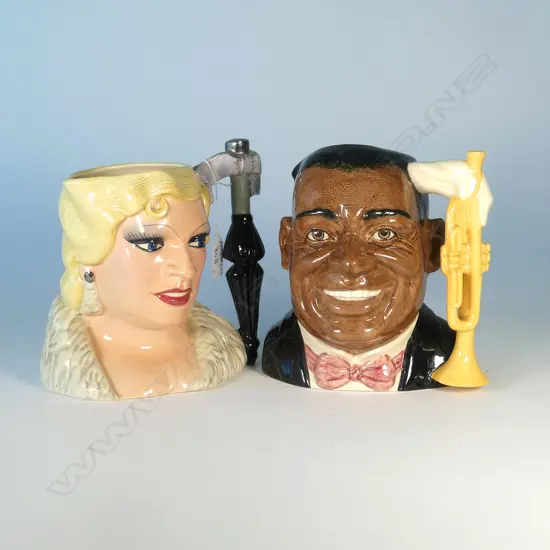 2 LARGE DOULTON CHARACTER JUGS; MAE WEST AND LOUIS ARMSTRONG