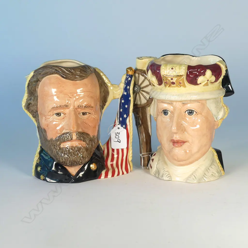 2 DOULTON DOUBLE SIDED CHARACTER JUGS ANTAGONIST COLLECTION; ULYSSES E GRANT / ROBERT E LEE AND GEORGE III / GEORGE W Image 1++