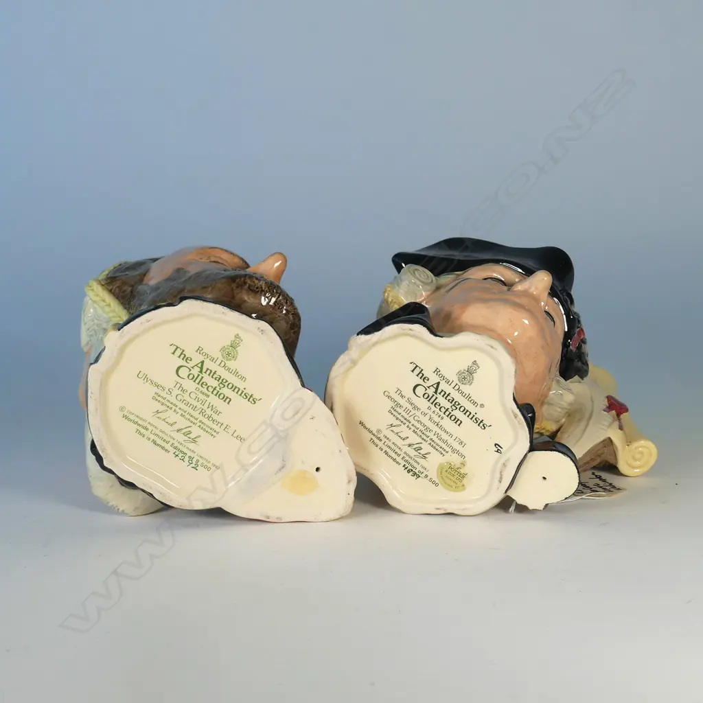 2 DOULTON DOUBLE SIDED CHARACTER JUGS ANTAGONIST COLLECTION; ULYSSES E GRANT / ROBERT E LEE AND GEORGE III / GEORGE W Image 1++
