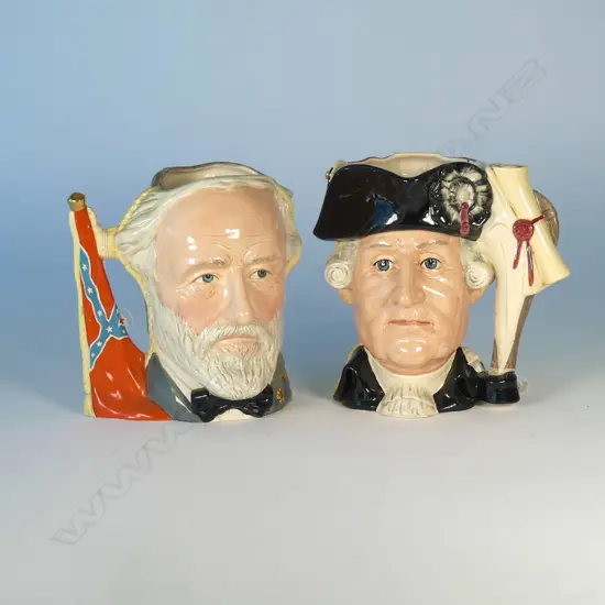 2 DOULTON DOUBLE SIDED CHARACTER JUGS ANTAGONIST COLLECTION; ULYSSES E GRANT / ROBERT E LEE AND GEORGE III / GEORGE W