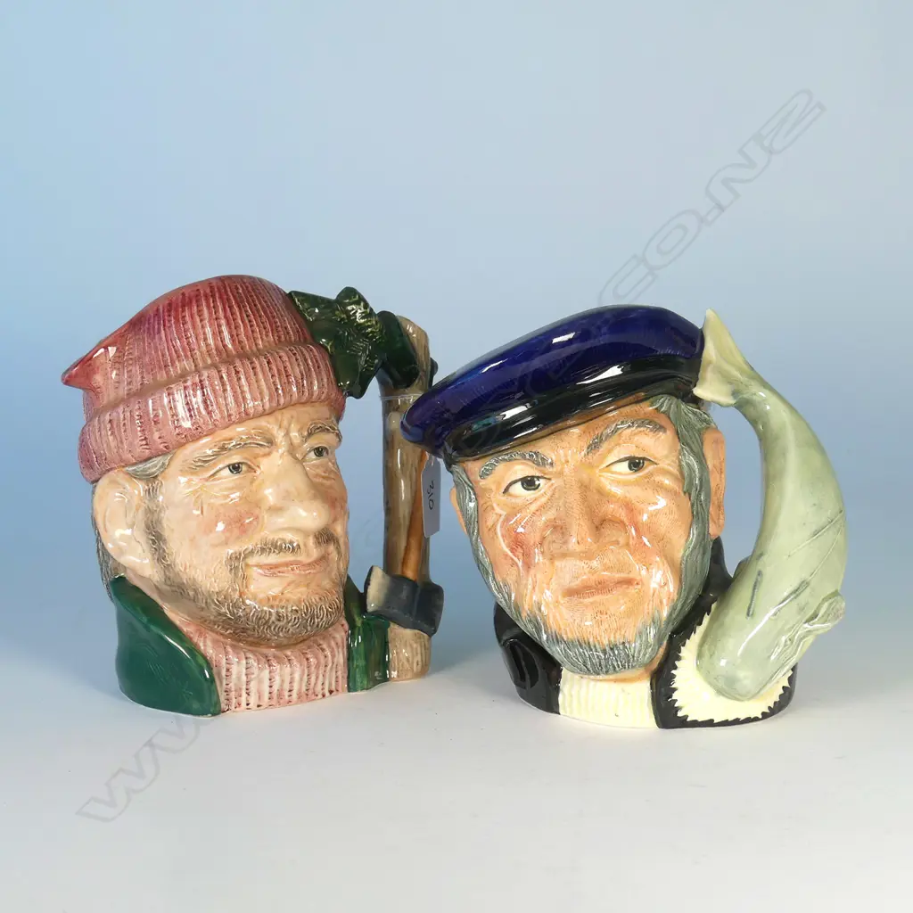 2 LARGE DOULTON CHARACTER JUGS; CAPT. AHAB, LUMBERJACK Image 1++