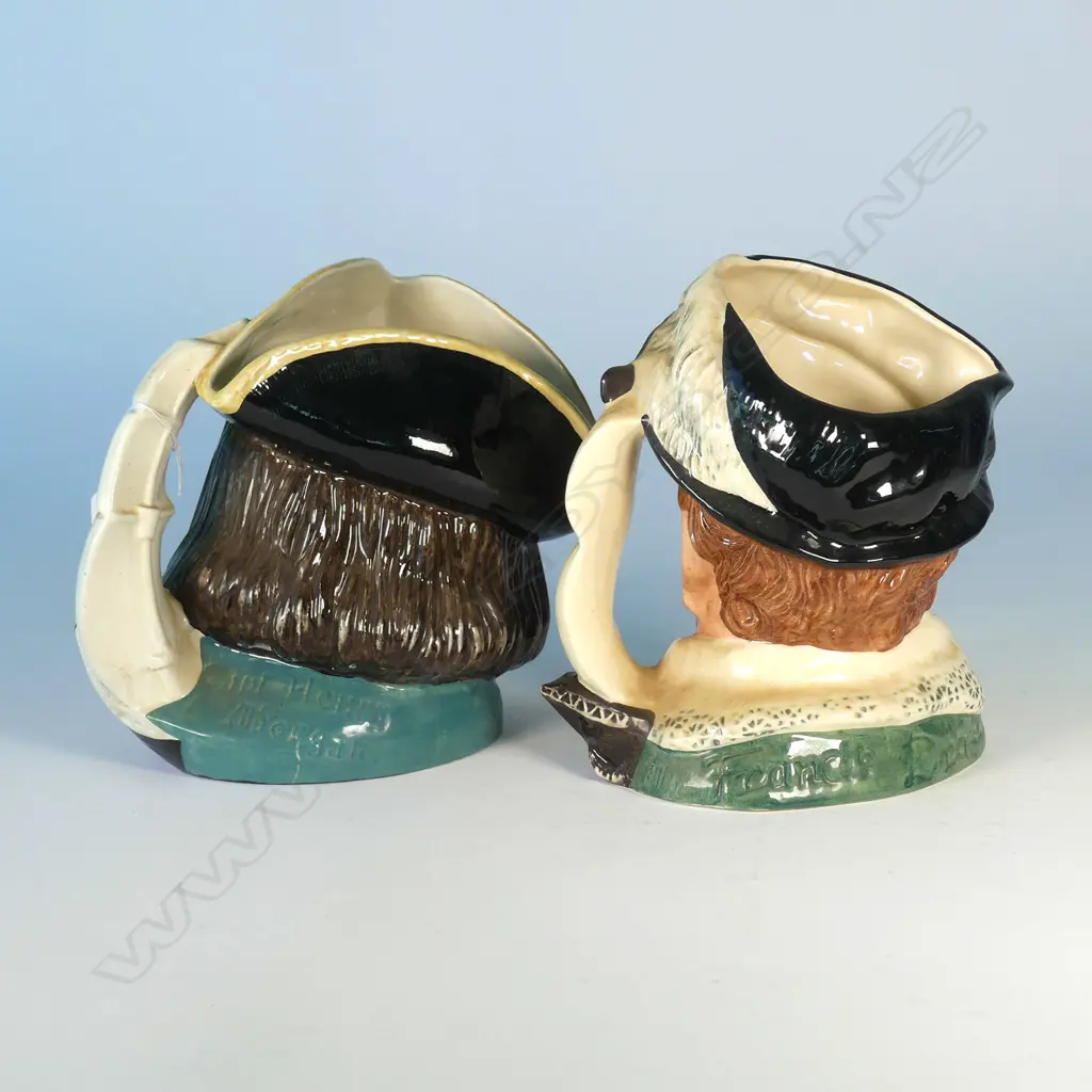 2 LARGE DOULTON CHARACTER JUGS; SIR FRANCIS DRAKE & CAPT. HENRY MORGAN (PAINTED UNDER BASE) Image 1++