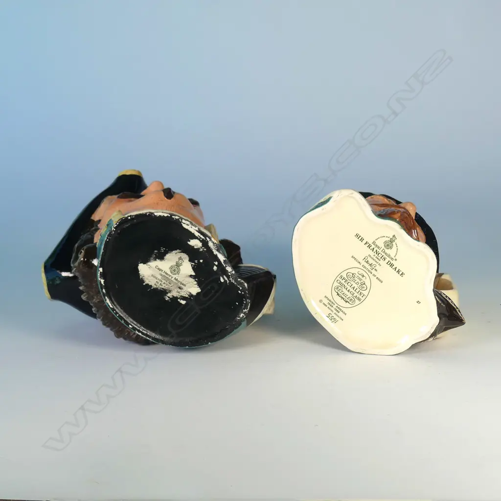 2 LARGE DOULTON CHARACTER JUGS; SIR FRANCIS DRAKE & CAPT. HENRY MORGAN (PAINTED UNDER BASE) Image 1++