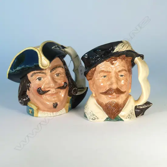 2 LARGE DOULTON CHARACTER JUGS; SIR FRANCIS DRAKE & CAPT. HENRY MORGAN (PAINTED UNDER BASE)