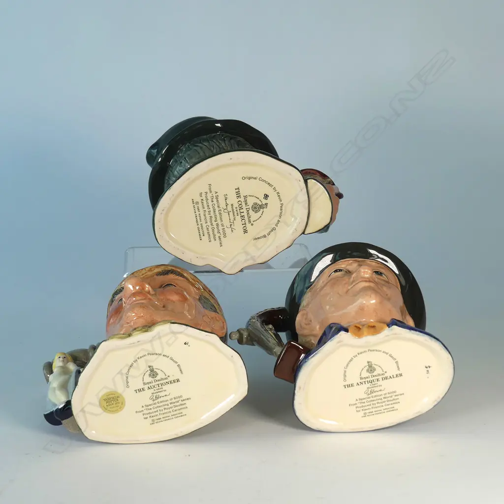 3 LARGE DOULTON CHARACTER JUGS; AUCTIONEER, DEALER, COLLECTOR Image 1++