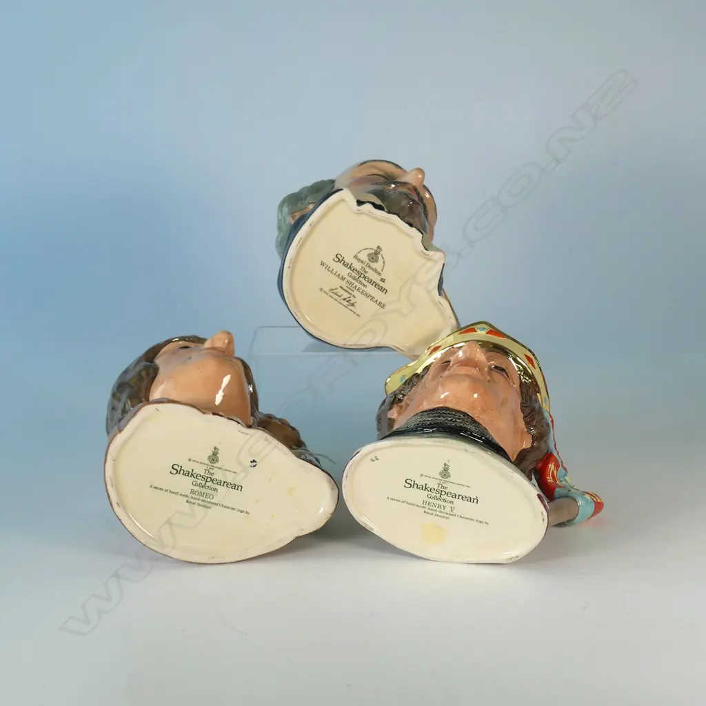 3 LARGE DOULTON CHARACTER JUGS; WILLIAM SHAKESPEARE, ROMEO, HENRY V Image 1++