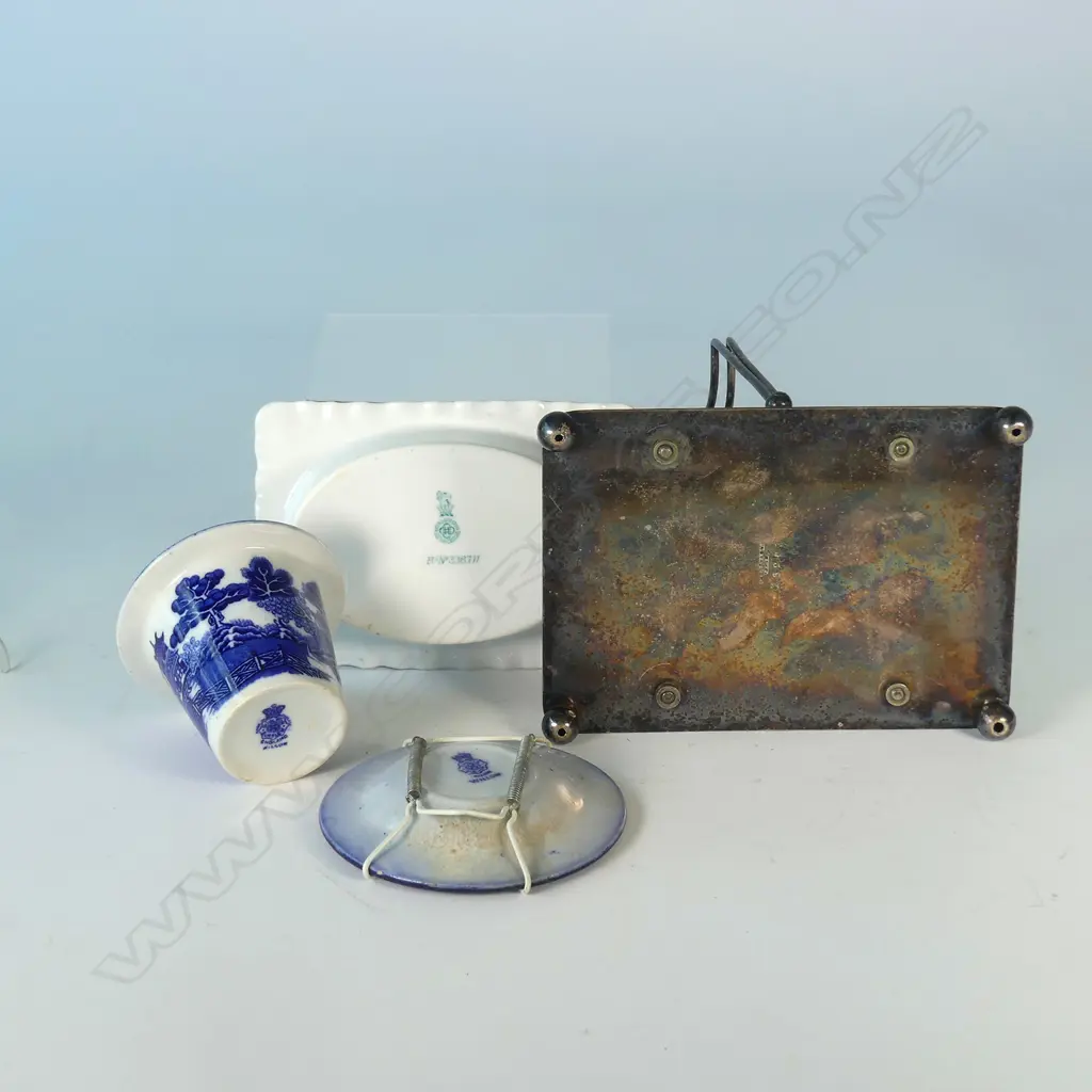 DOULTON WILLOW JAM DISH IN EP STAND, SMALL POT, MINI PIE DISH Image 1++