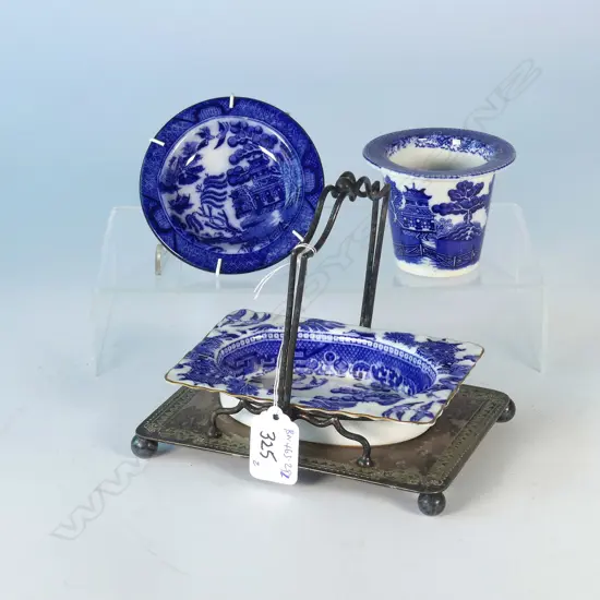 DOULTON WILLOW JAM DISH IN EP STAND, SMALL POT, MINI PIE DISH