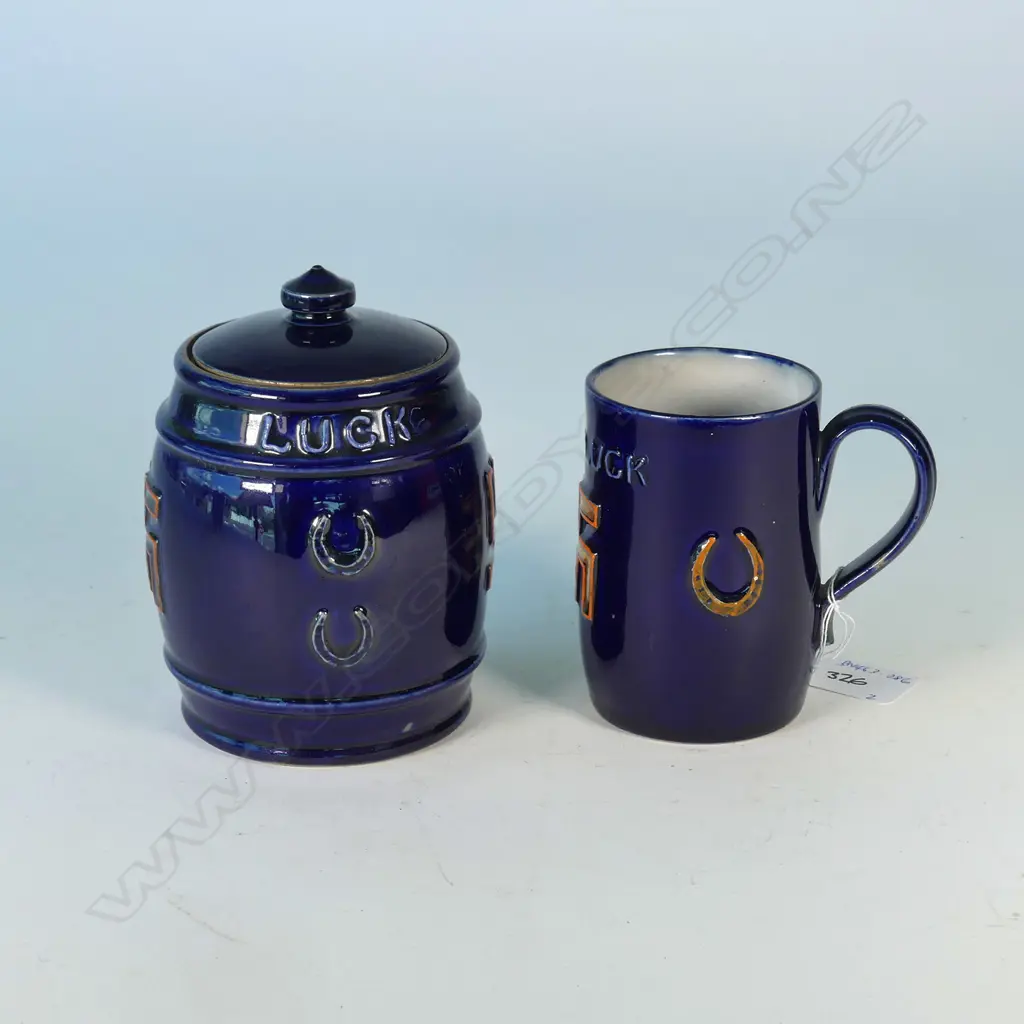 DOULTON GOOD LUCK SWASTIKA TOBACCO JAR & MUG TALLEST 140mm Image 1++