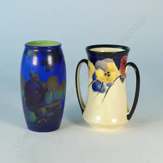 2 DOULTON VASES:  PANSY & ARAB POTTER TALLEST H140mm