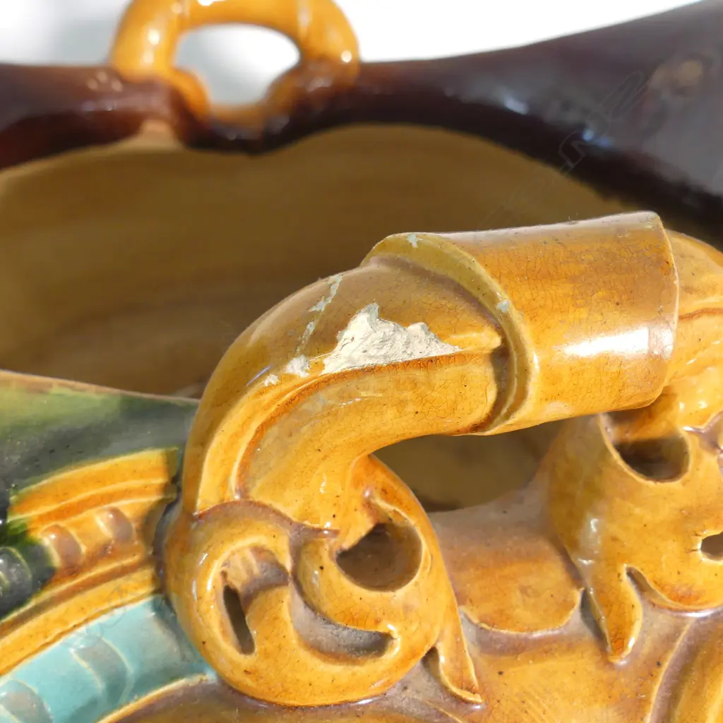 SUPERB DOULTON MAJOLICA JARDINIERE ON STAND H.1205mm (slight faults) Image 1++