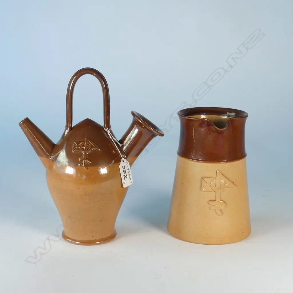 DOULTON STONEWARE 'OLDE BARUN KETTLE" & PITCHER WITH MATCHING CYPHER H.310mm Image 1++