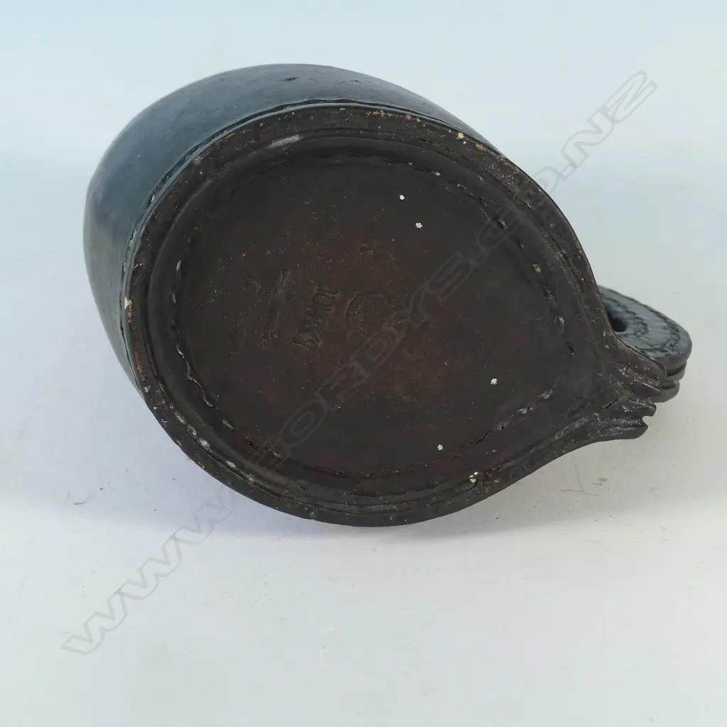 DOULTON 'STITCHED LEATHER' JUG WITH STERLING SILVER COLLAR (CHESTER 1912) H.160mm Image 1++