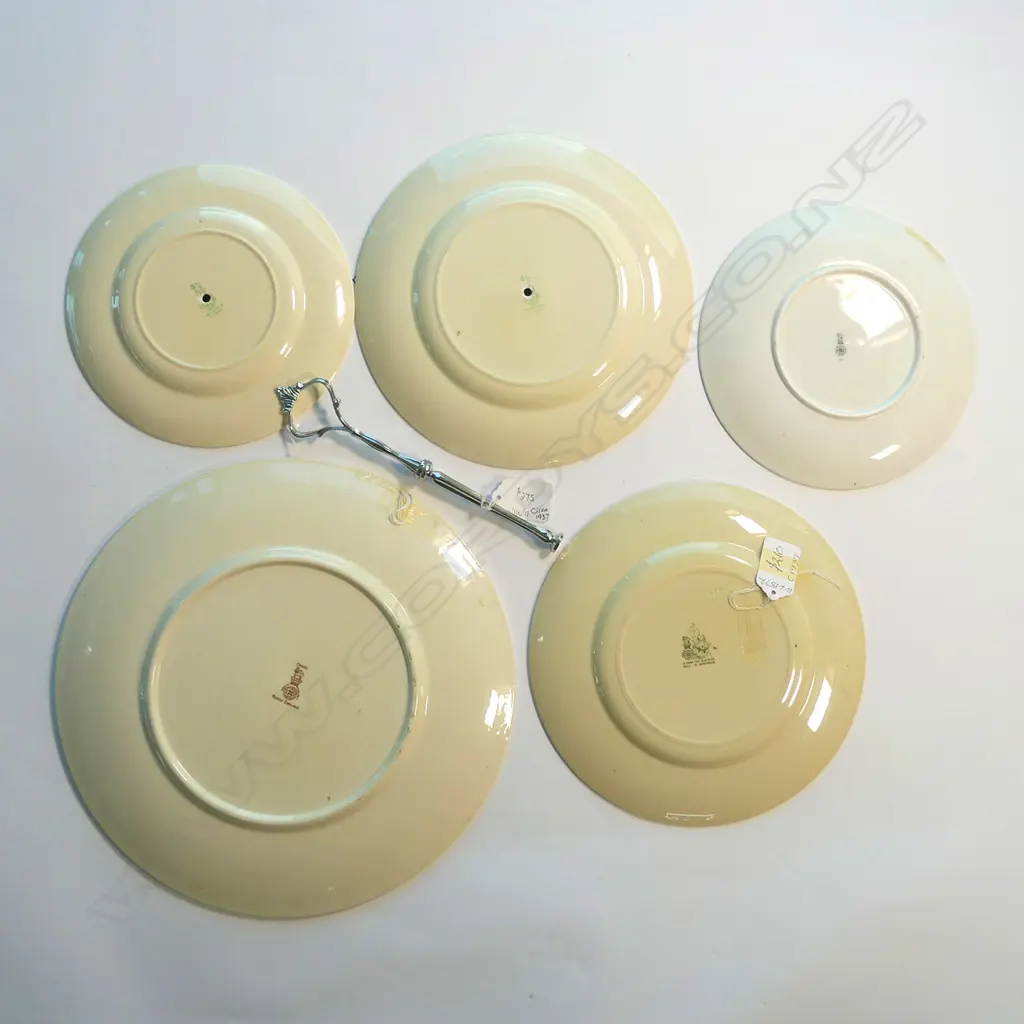 LARGE DOULTON "RUSTIC ENGLAND" CHARGER/2 OTHER PLATES & CAKE STAND (cake stand rods incomplete) Image 1++