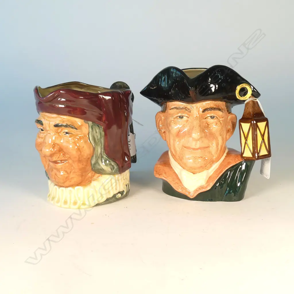 2 DOULTON LARGE CHARACTER JUGS - SIMON CELLARER & NIGHT WATCHMAN Image 1++