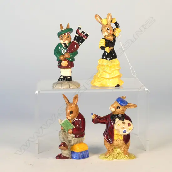 4 DOULTON BUNNYKINS FIGS: FLAMENCO, PIPER, SLEEPY TIME, THE ARTIST