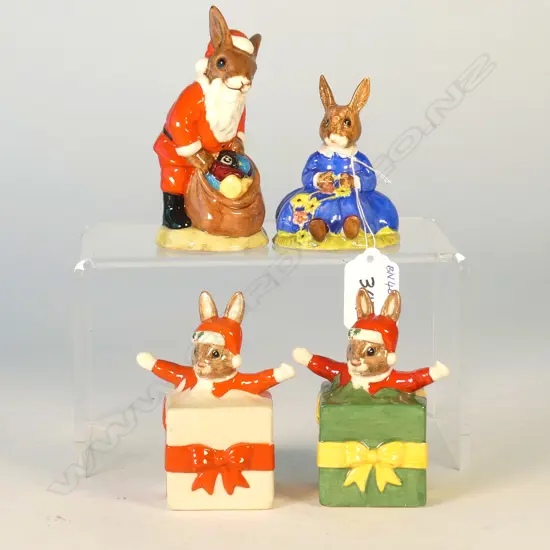 4 DOULTON BUNNYKINS FIGS: SANTA, XMAS SURPRISE (2), DAISIE