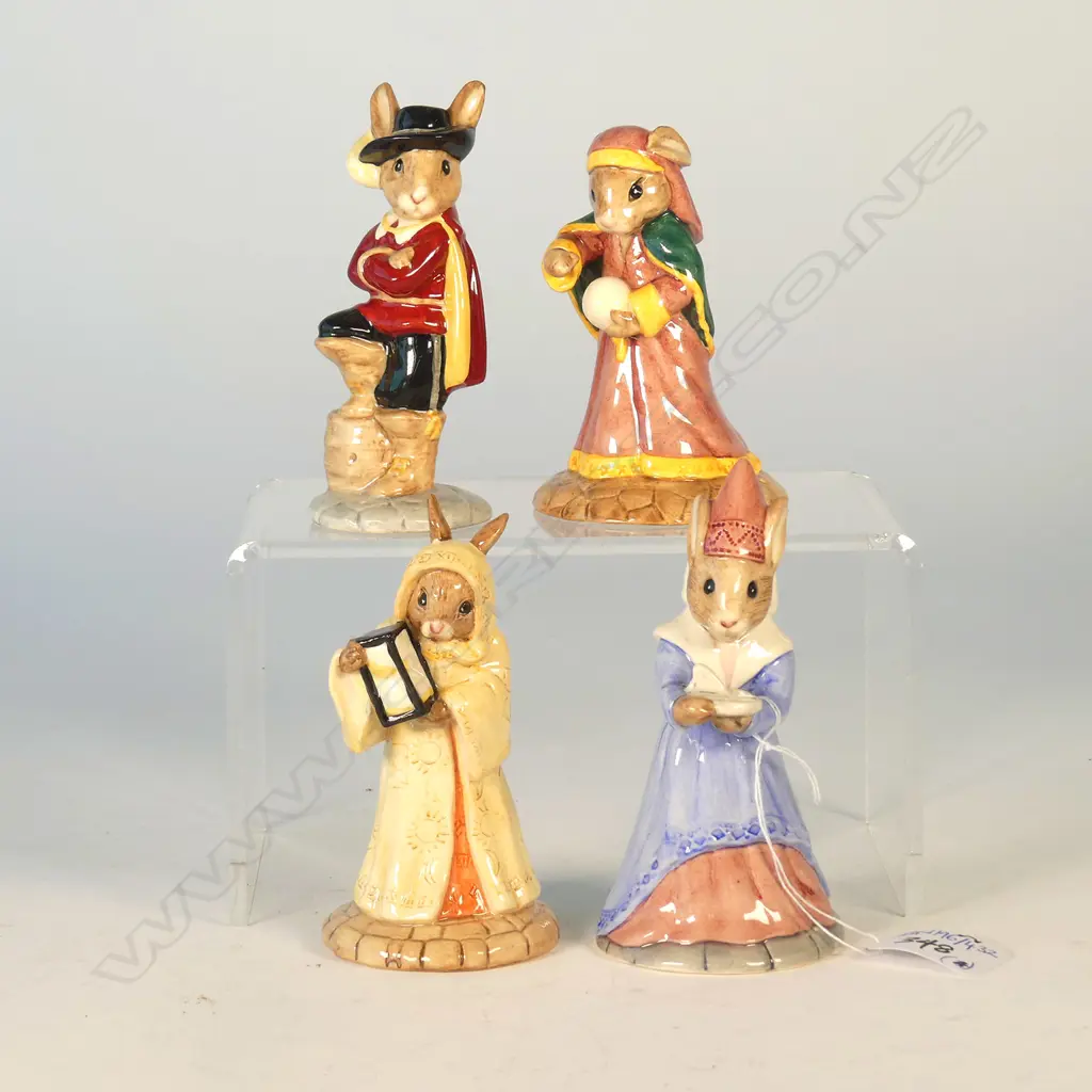 4 DOULTON BUNNYKINS FIGS: SUNDIAL, SANDS OF TIME, FORTUNE TELLER, CAVALIER Image 1++