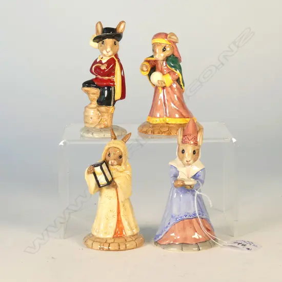 4 DOULTON BUNNYKINS FIGS: SUNDIAL, SANDS OF TIME, FORTUNE TELLER, CAVALIER