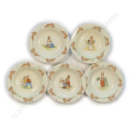 5 DOULTON MINI PLATES - BUNNYKINS