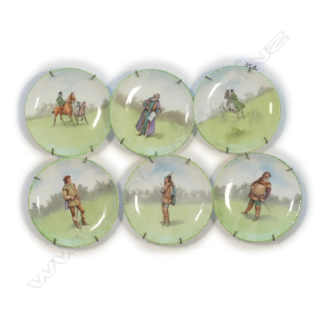6 DOULTON MINI PLATES - SHAKESPEARE & HORSE RIDING Image 1++