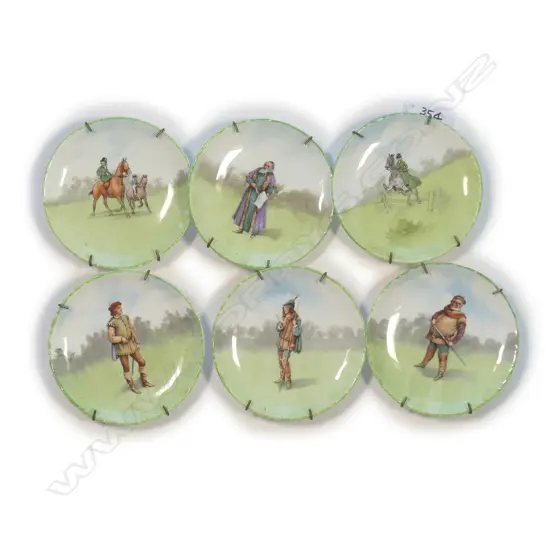 6 DOULTON MINI PLATES - SHAKESPEARE & HORSE RIDING