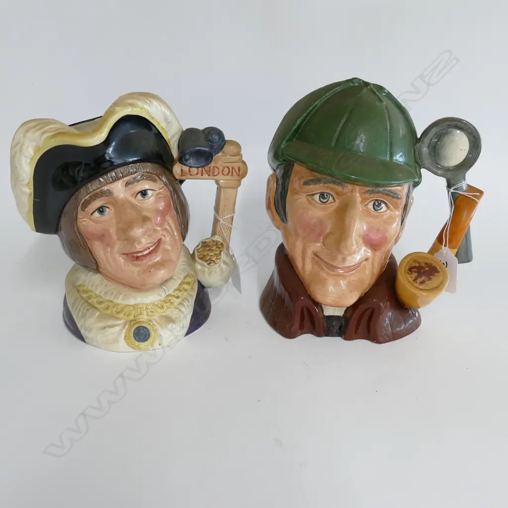2 DOULTON LARGE CHARACTER JUGS:  THE SLEUTH & DICK WHITTINGTON Image 1++