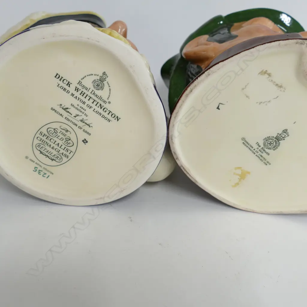 2 DOULTON LARGE CHARACTER JUGS:  THE SLEUTH & DICK WHITTINGTON Image 1++