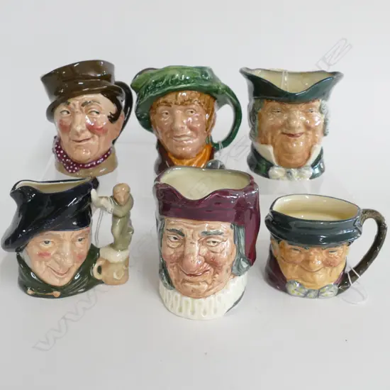 6 DOULTON SMALL CHARACTER JUGS: ARRIOT, ETC