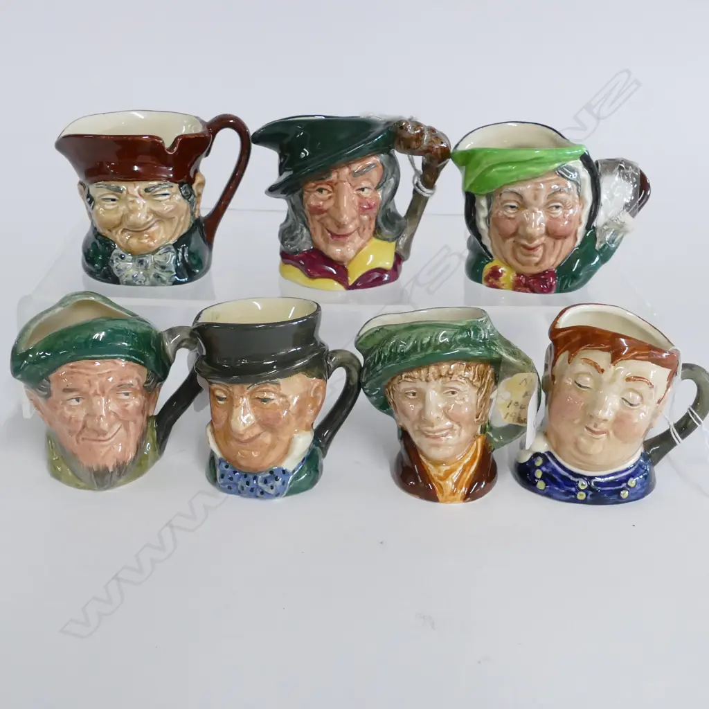 7 MINI DOULTON CHARACTER JUGS, INCLD. PIED PIPER, FAT BOY, ETC Image 1++