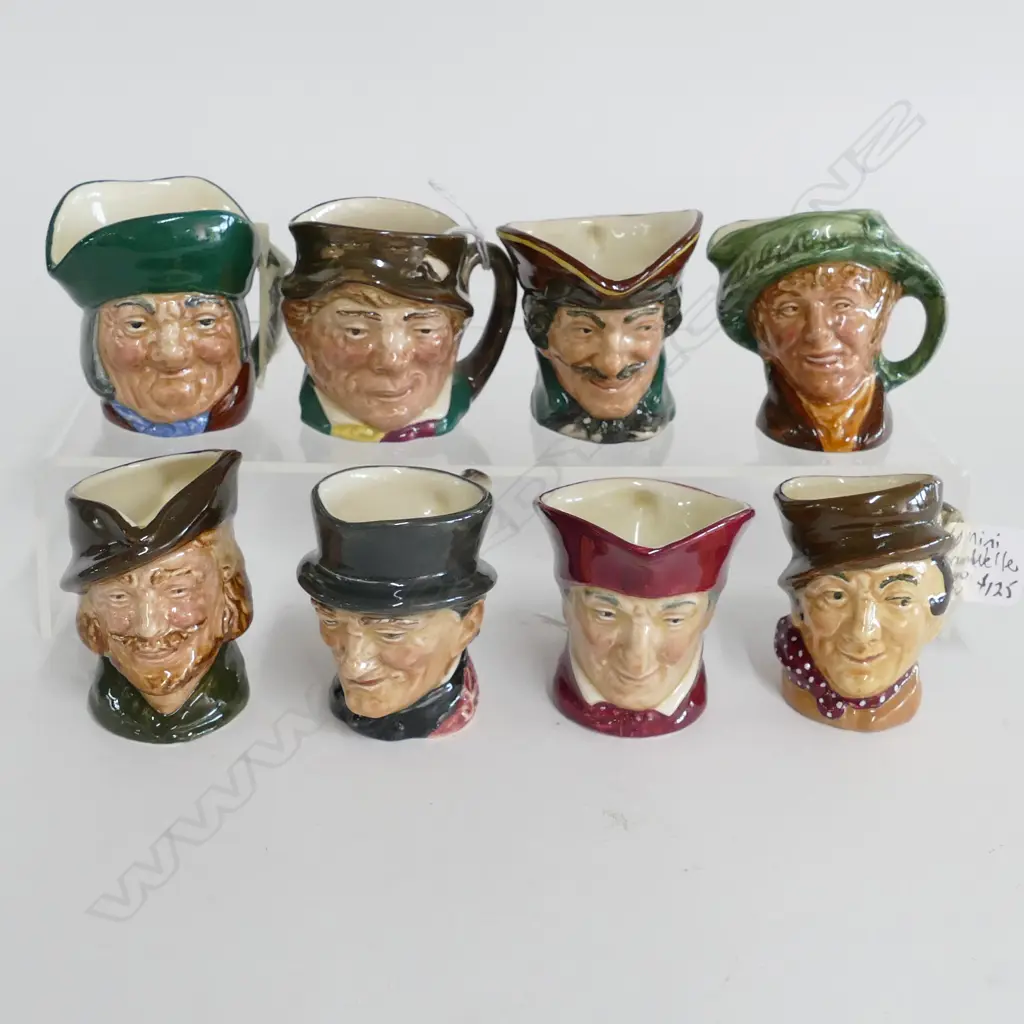 8 MINI DOULTON CHARACTER JUGS, INCLD. ROBIN HOOD, DICK TURPIN ETC Image 1++