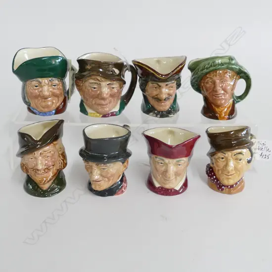 8 MINI DOULTON CHARACTER JUGS, INCLD. ROBIN HOOD, DICK TURPIN ETC