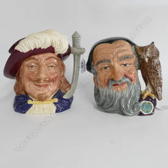 2 LARGE DOULTON CHARACTER JUGS: PORTHOS & MERLIN
