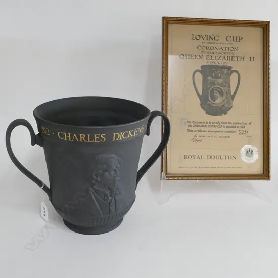 DOULTON CHARLES DICKENS CENTENARY BLACK URN LOVING CUP EDITION OF 305/500 H. 210mm