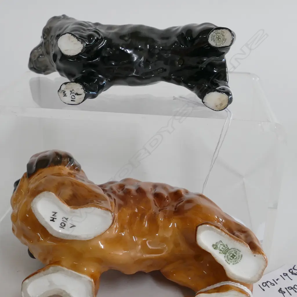 2 ROYAL DOULTON DOG FIGURINES; PEKINGESE & BLACK TERRIER 120MM L Image 1++