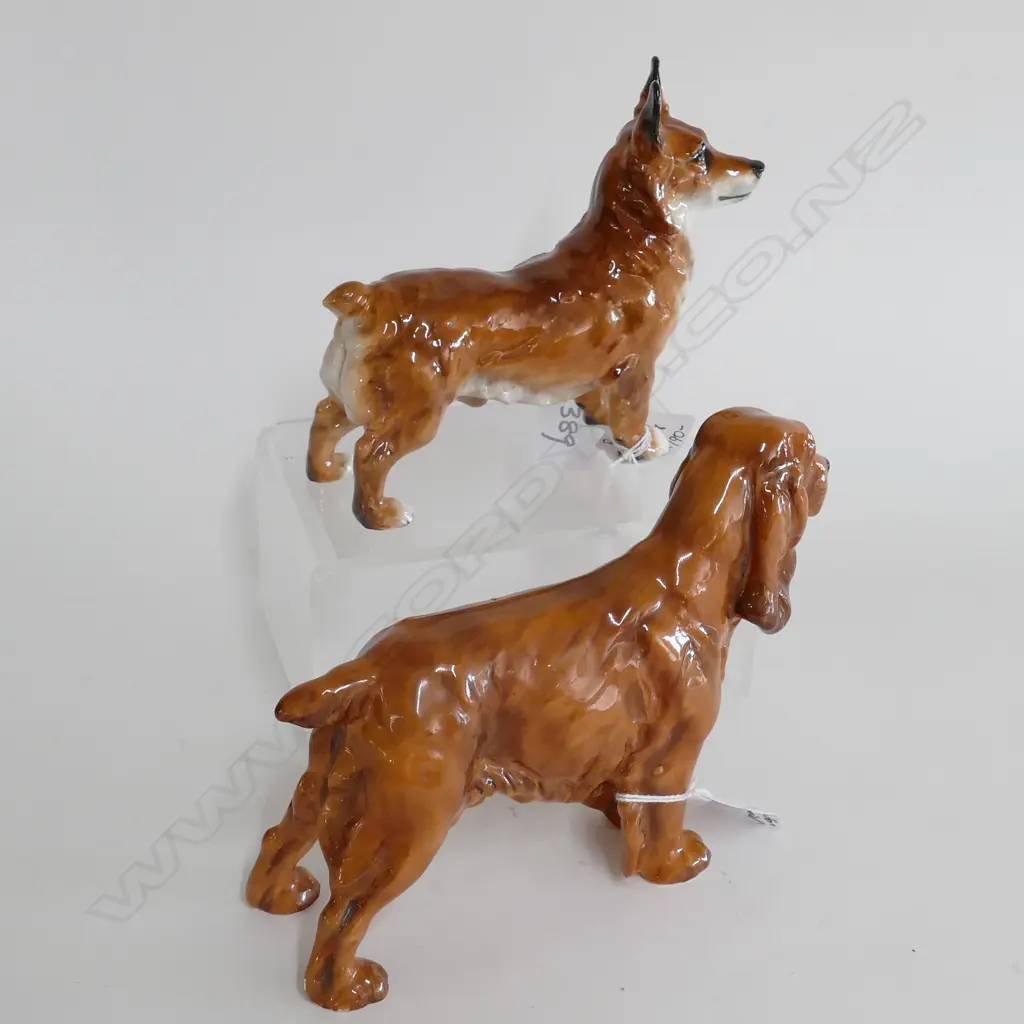 2 ROYAL DOULTON DOG FIGURINES; CORGI & COCKER SPANIEL 200MM L Image 1++