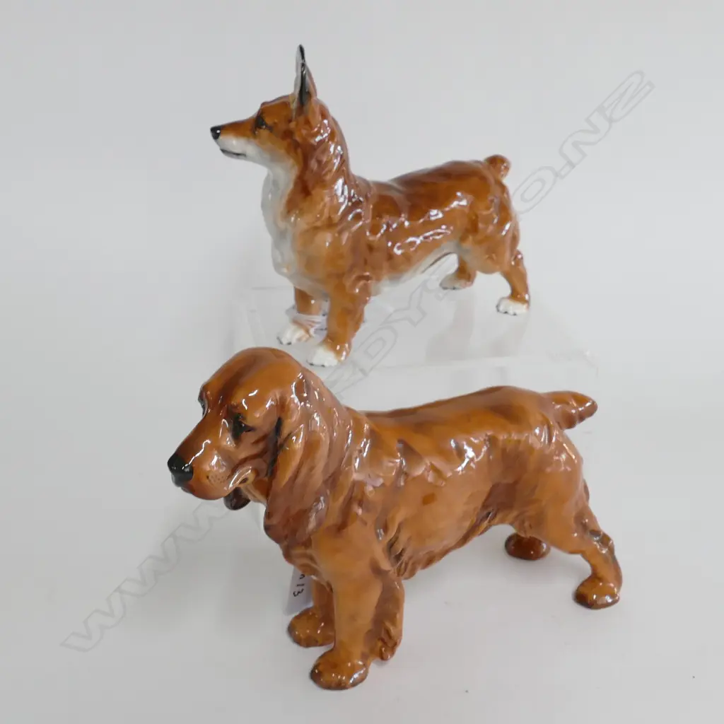 2 ROYAL DOULTON DOG FIGURINES; CORGI & COCKER SPANIEL 200MM L Image 1++