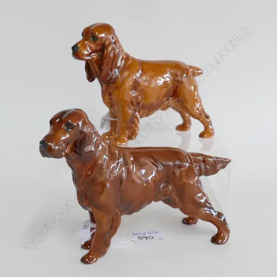 2 ROYAL DOULTON DOG FIGURINES; IRISH SETTER & COCKER SPANIEL 220MM L