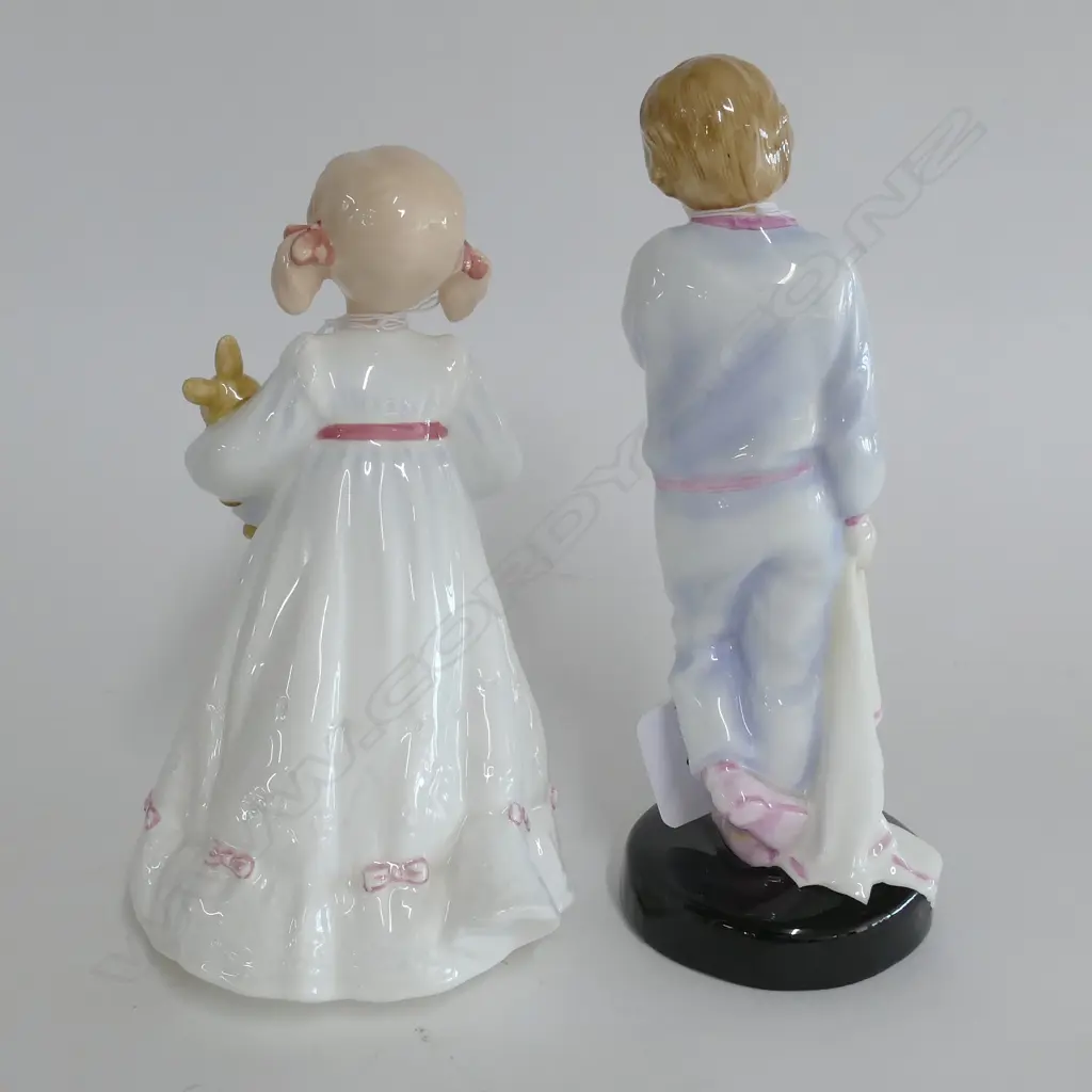 2 ROYAL DOULTON FIGURINES; BUNNYS BEDTIME 170MM H AND SLEEPY DARLING 190MM H Image 1++
