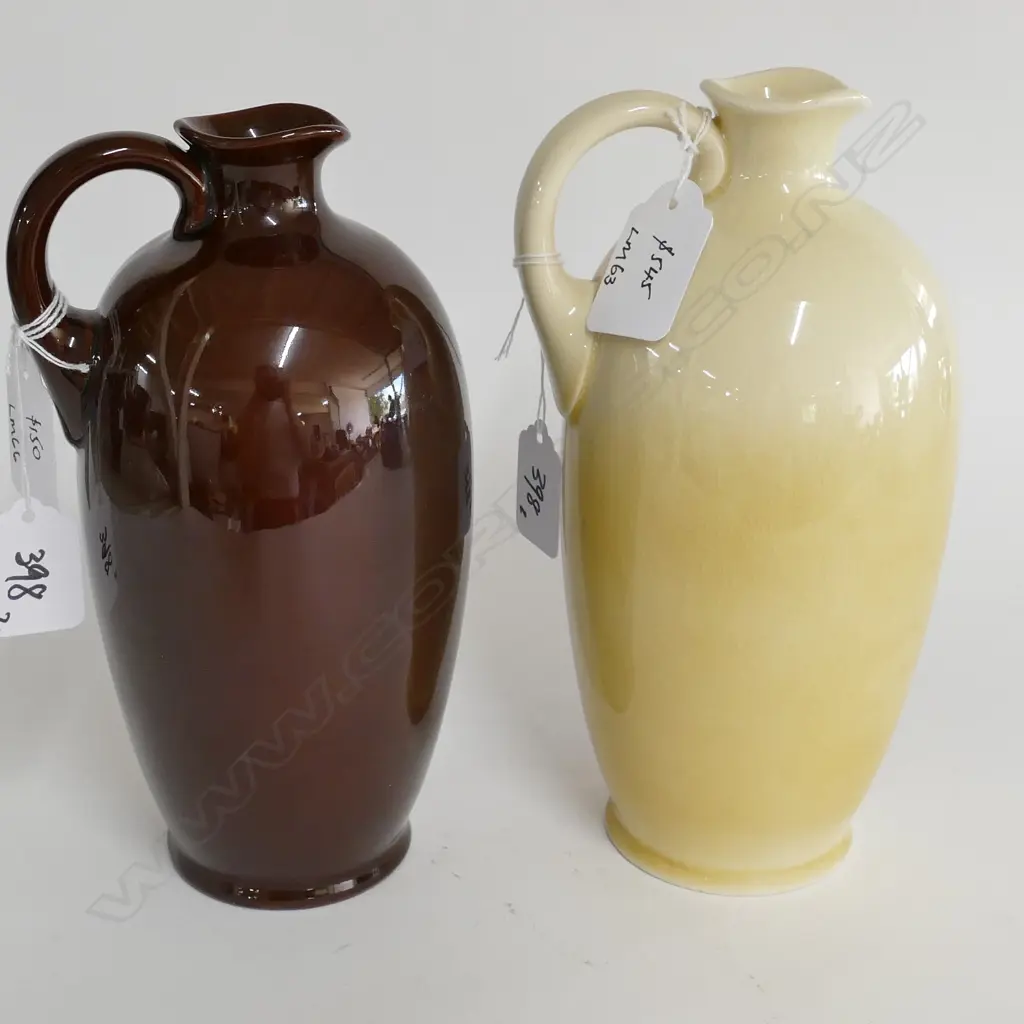 2 ROYAL DOULTON TONY WELLER FLASKS; ONE KINGSWARE ONE QUEENSWARE 220MM H Image 1++