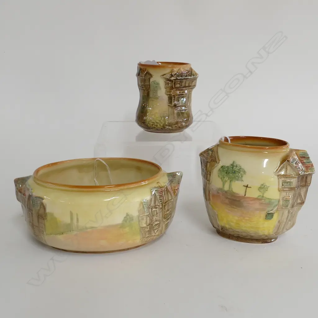 3 ROYAL DOULTON SMALL VASES; NELL AND GRANDFATHER, SAM WELLER, TONY WELLER Image 1++