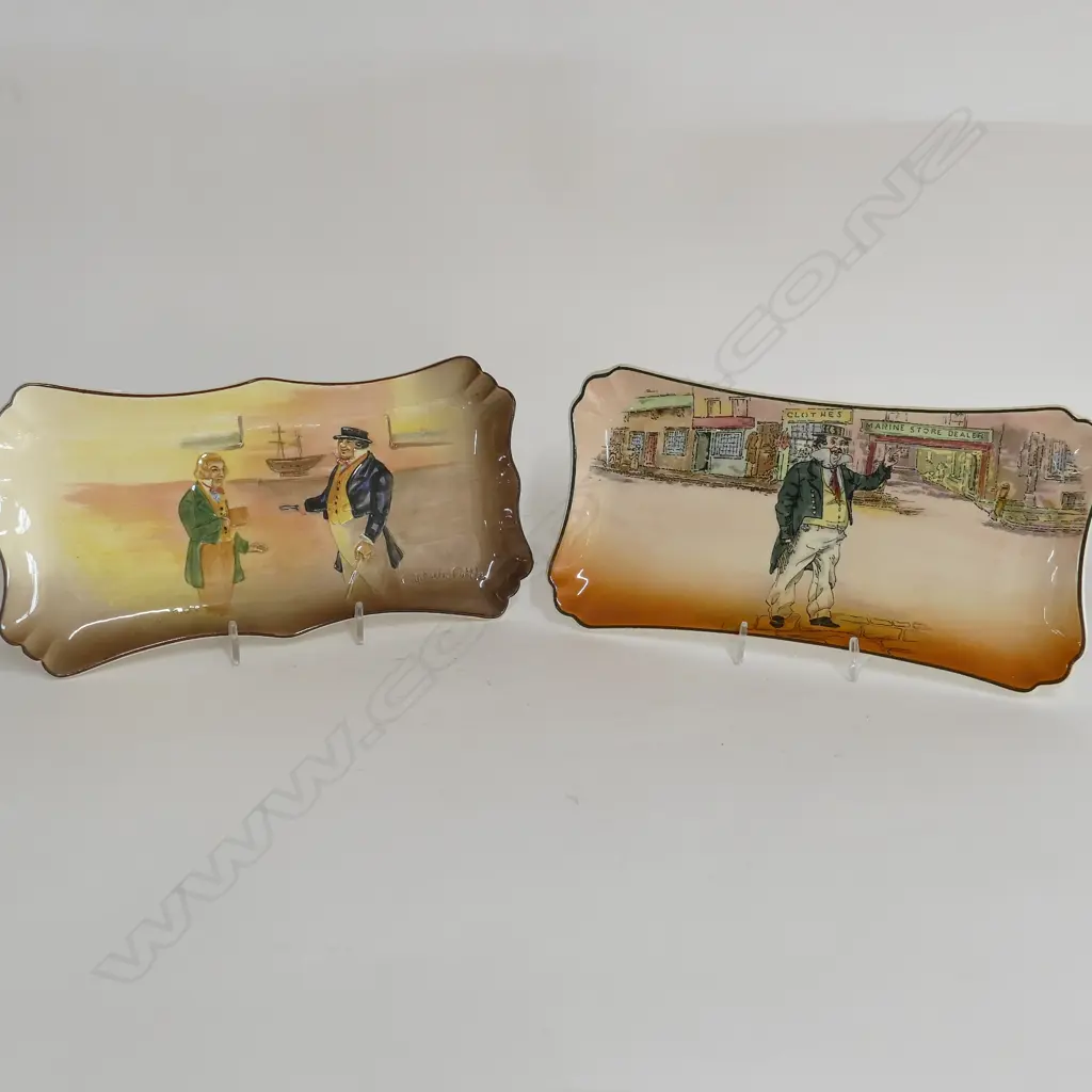 2 ROYAL DOULTON SANDWICH PLATES; CAPT. CUTTLE AND CHARLES DICKENS Image 1++