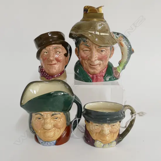 3 ROYAL DOULTON CHARACTER JUGS,  + CIG LIGHTER THE POACHER