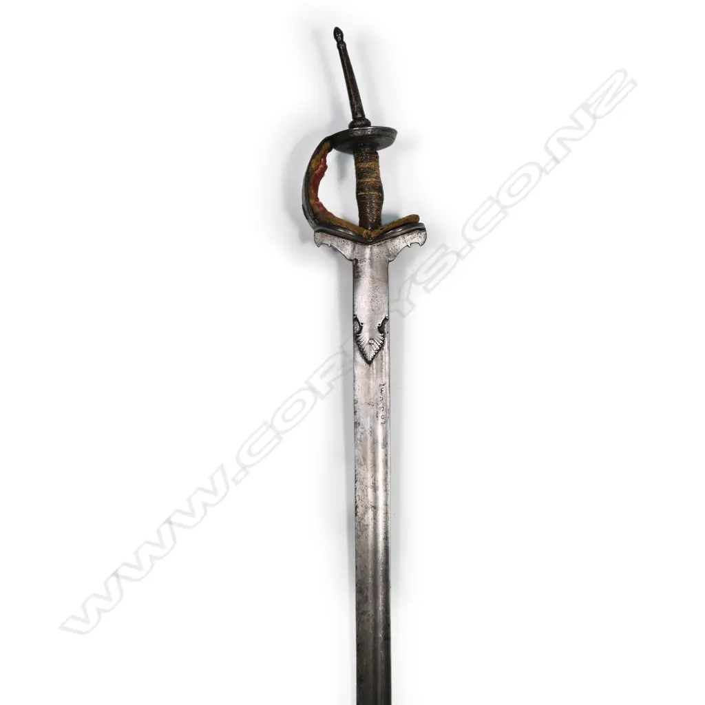 An Indian Firangi sword, with very long 38” blade, said to be taken after the lifting the siege of Lucknow in 1857 by Sir Colin Campbell. Image 1++