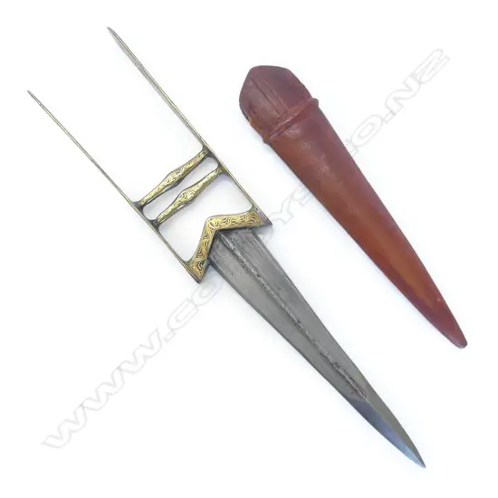 An Indian katar (punch dagger) with fine watered (wootz) steel blade,