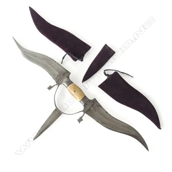 A 19thC Indian (Rajput) haladie, triple bladed bichwa or dagger,