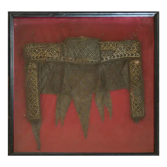 A rare Indian nape and shoulder armour defence (kanthatrāna), 18th/19thC, of padded leather and aventail,