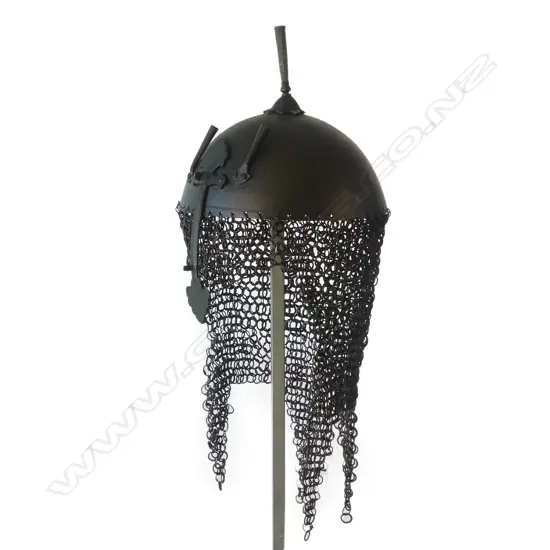 An Indo Persian Helmet (kulah khud) 18thC, with brass hemispherical skull,